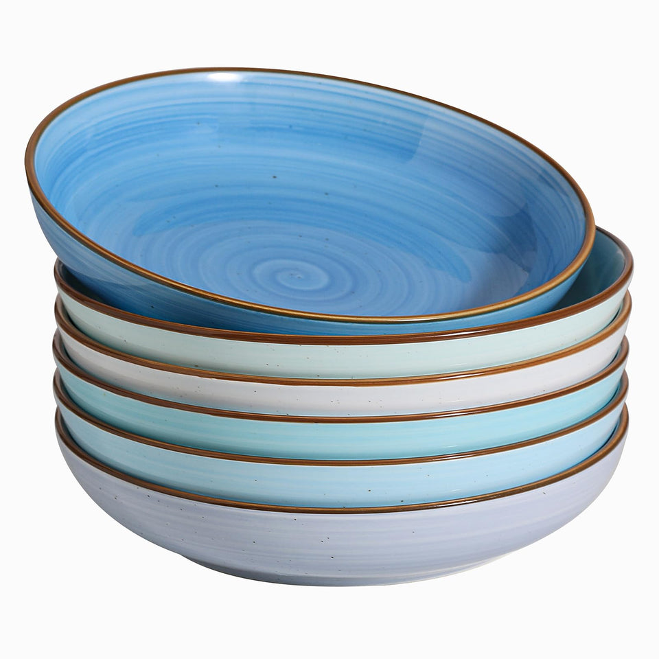 Y YHY gradient blue speckled bowls elevate meals with vibrant style.