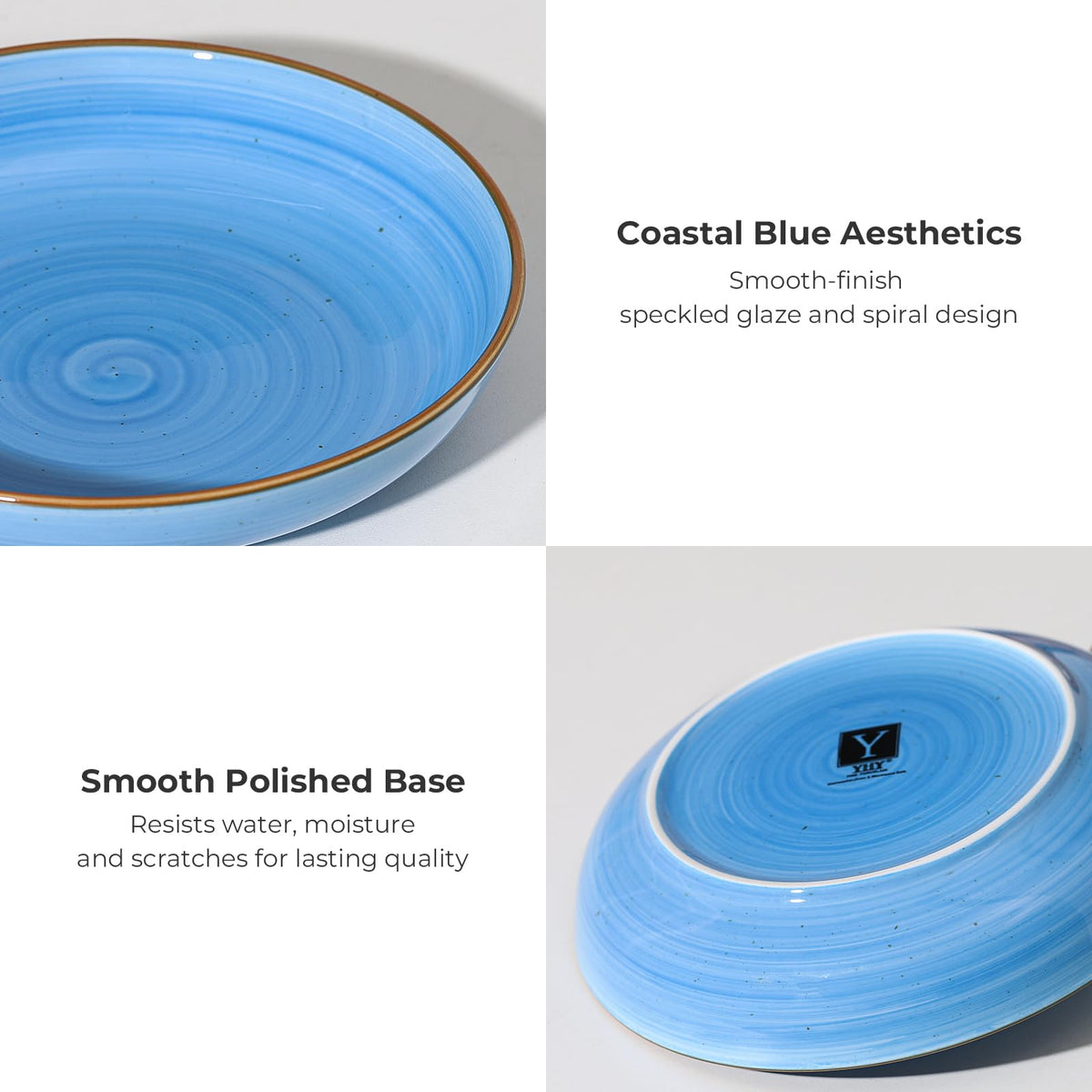 Y YHY shallow design is versatile for pasta, soups, and salads.