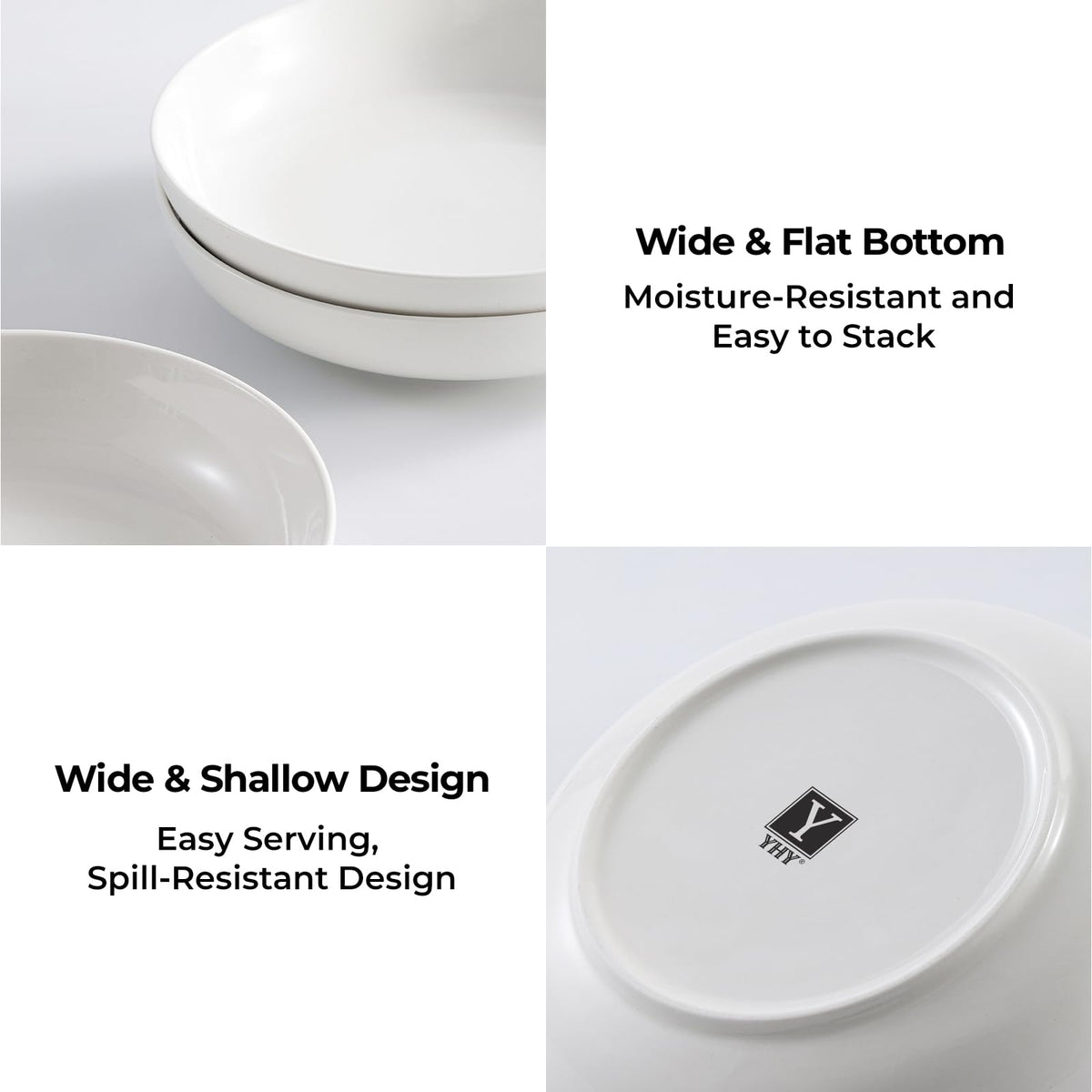 Y YHY wide shallow bowls highlight toppings and textures