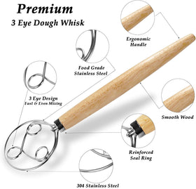 YAANI Danish dough whisk smooths wet dough for faster mixing
