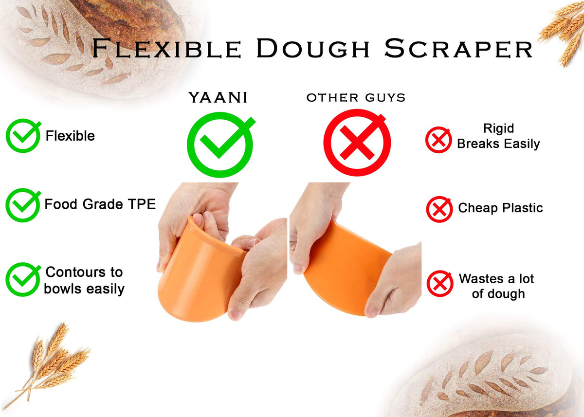 YAANI flexible dough scraper helps release dough from baskets