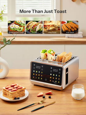 Yabano 4-Slice Toaster with 6 bread settings for bagels, waffles, and more.