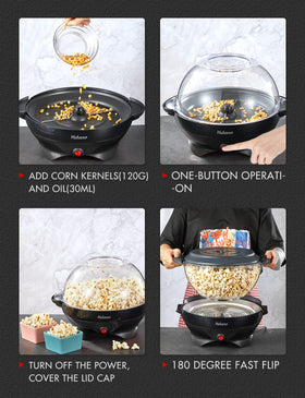 Yabano popcorn machine cool-touch handles for safe handling.