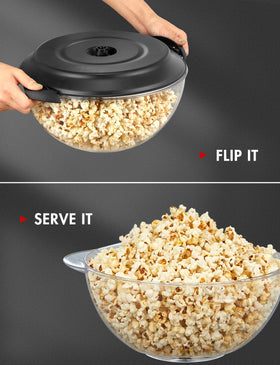 Yabano popcorn machine serving bowl lid doubles as a convenient serving option.