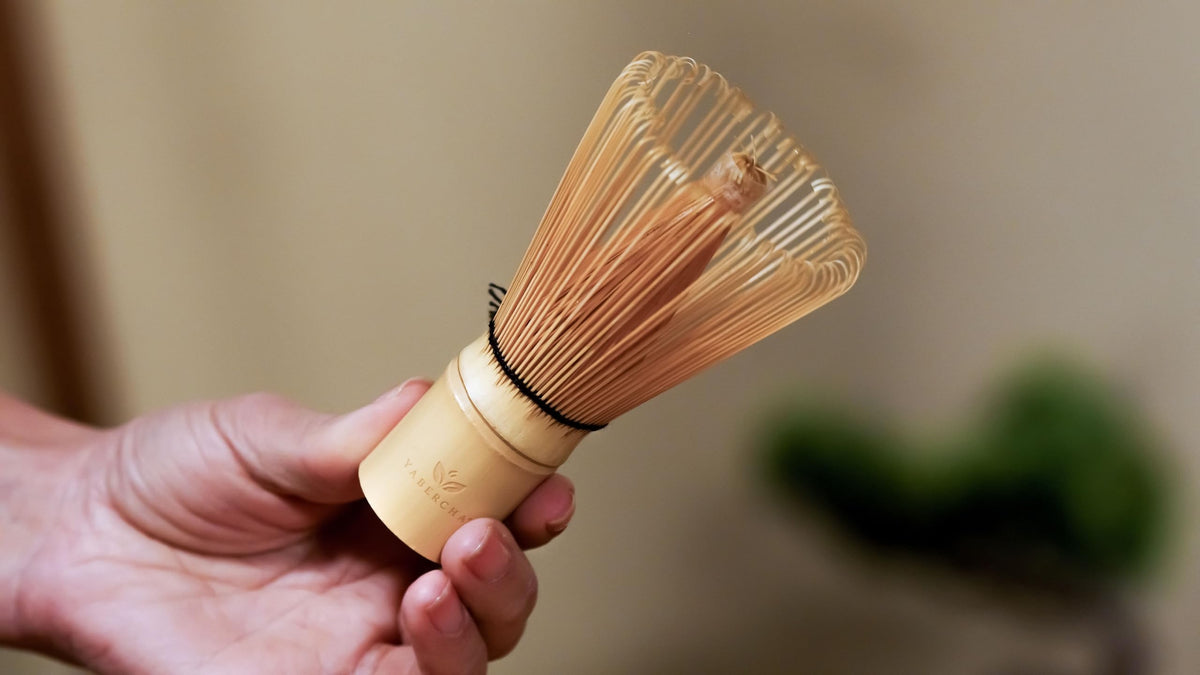 Yabercha chasen holder keeps whisk dry and ready for next use.
