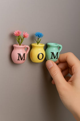 YACO STORE mini vase magnet on fridge in green adds pastel decor.