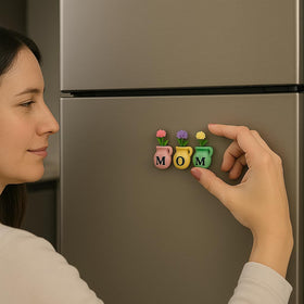 YACO STORE mini vase magnet on fridge in yellow for bright display.