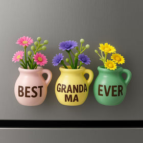 YACO STORE pink mini vase magnet brightens the fridge with lasting color.