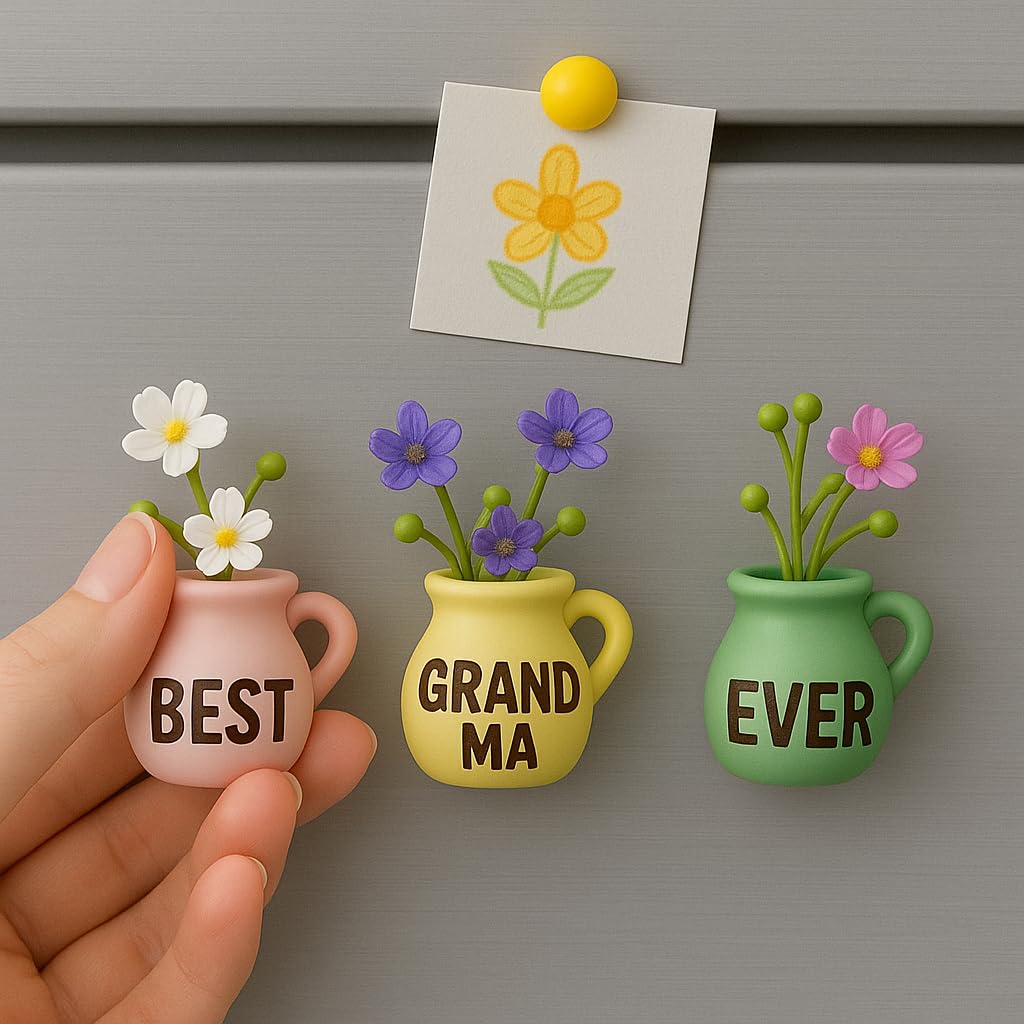 YACO STORE yellow mini vase magnet brings cheerful blossoms to surfaces.