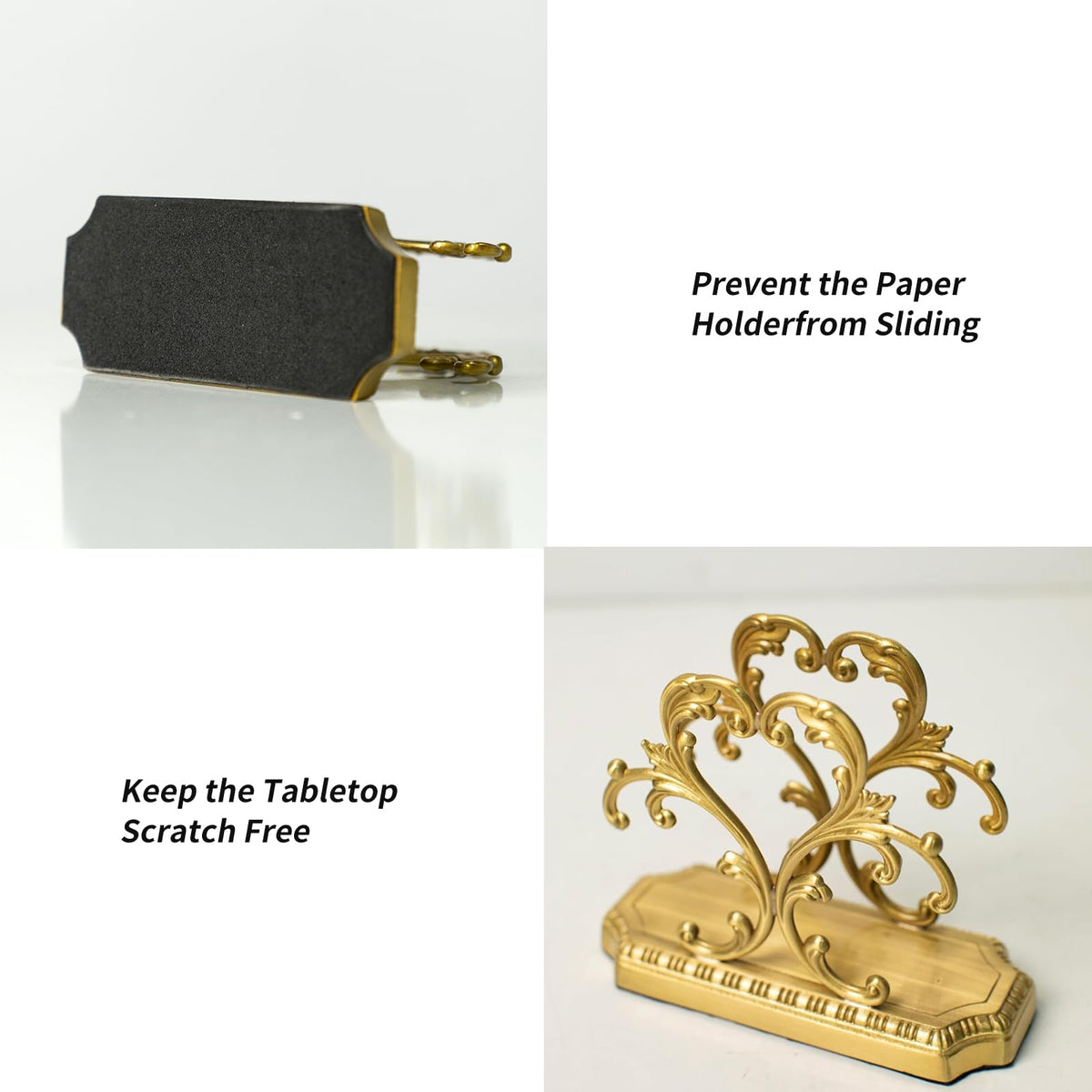 Decorative and functional brass holder stays tidy on counters