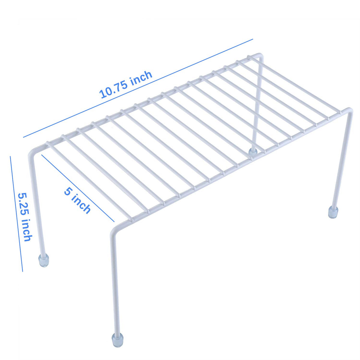 Yaenoei two-tier white kitchen shelves neatly organize canned goods and containers.