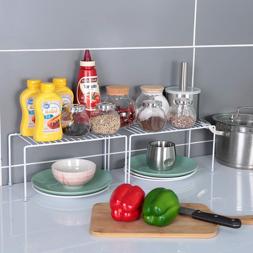 Non-slip feet stabilize shelves on uneven surfaces for secure storage.