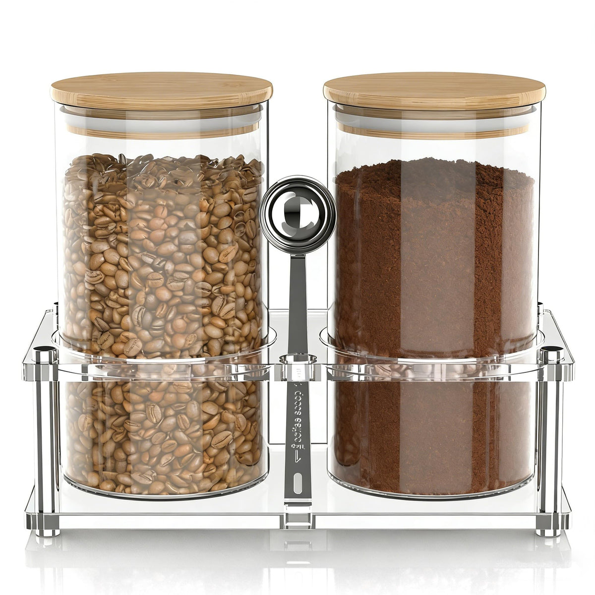 YAGELI glass coffee canisters 2-pack on display keep aromas fresh and organized.