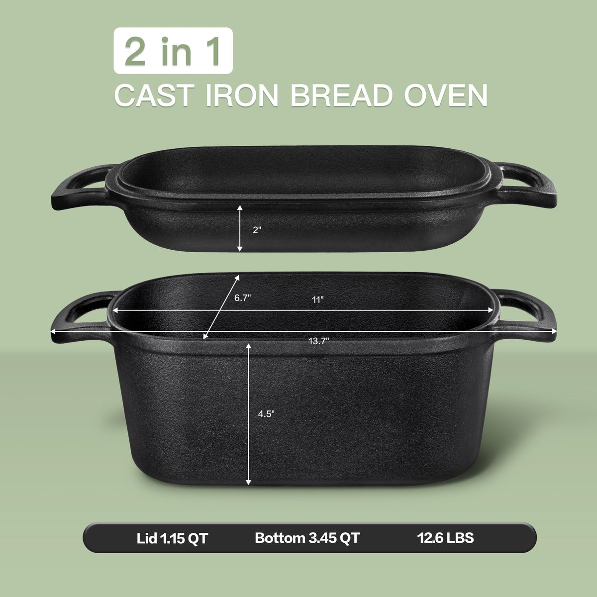YAGONTE tight-fit lid traps steam for a crispy crust.