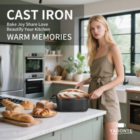 YAGONTE ergonomic handles stay cool during oven transfer.