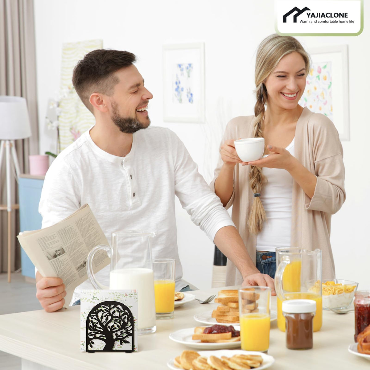 YAJIACLONE kitchen counter napkin holder helps keep napkins within reach during cooking and hosting