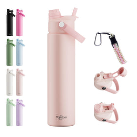 Yakooer 26oz bottle with 2-in-1 straw and spout lid for versatile on-the-go hydration.