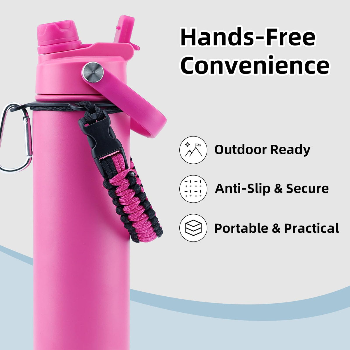 Double-wall insulation preserves cold drinks for long sessions and hot beverages for chilly mornings.