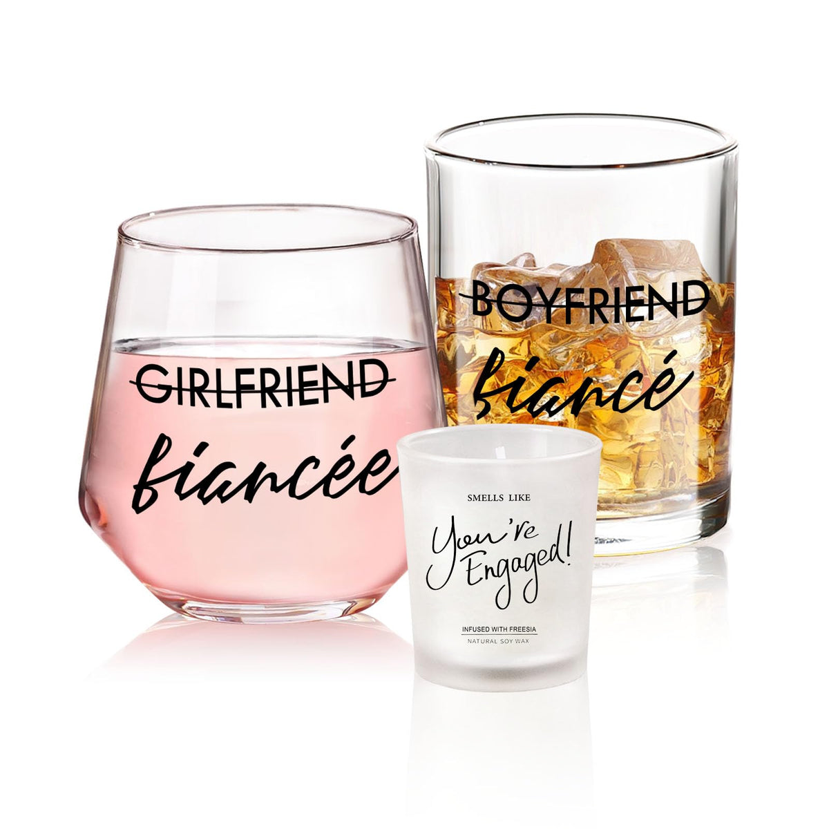 Yalucky engagement whiskey glass with fade-resistant text for memorable toasts.