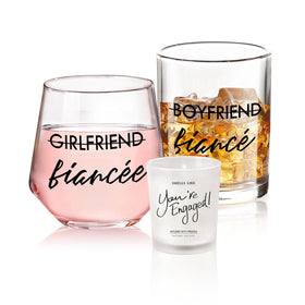 Yalucky engagement whiskey glass with fade-resistant text for memorable toasts.