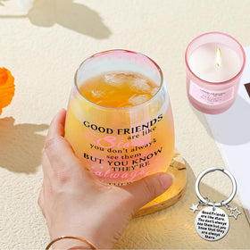 Yalucky iridescent stemless glass adds color and elegance to any toast.