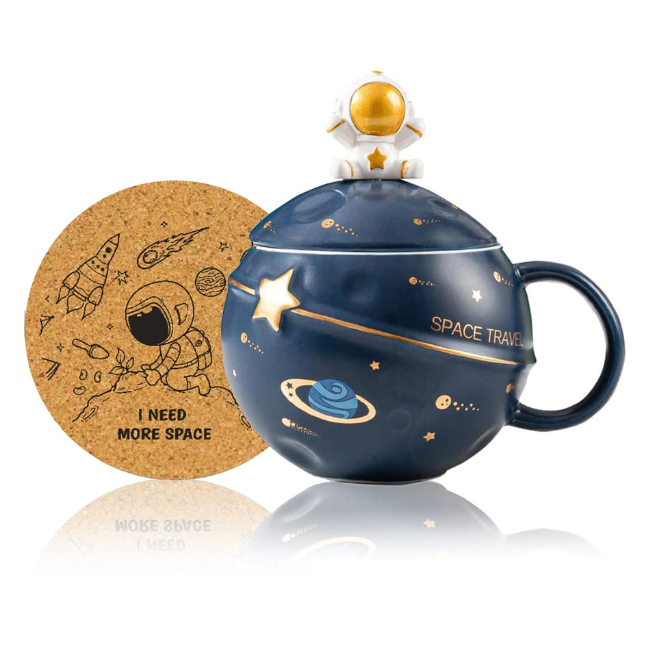 Yalucky kawaii astronaut mug with embossed planet detail for vibrant mornings.