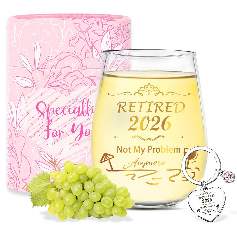 Yalucky retirement wine glass with 2026 slogan for celebrating a colleague