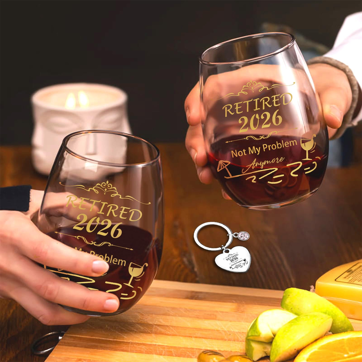 Yalucky 16oz stemless glass ideal for wine or juice at retirement gatherings