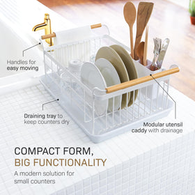 YAMAZAKI Home adjustable utensil holder customizes organization along the rack.