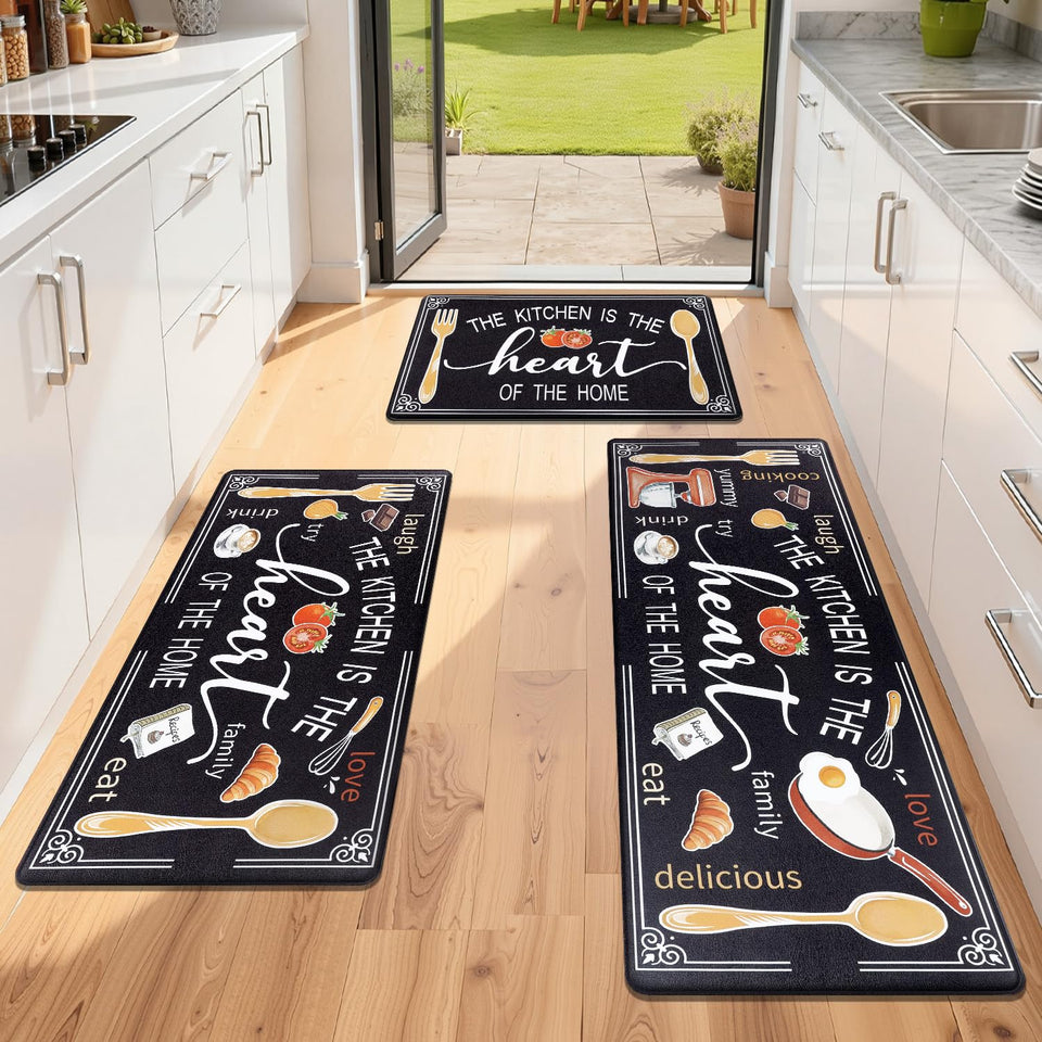 Yamaziot anti-fatigue kitchen rug set for front sink, cushioned support during dishwashing