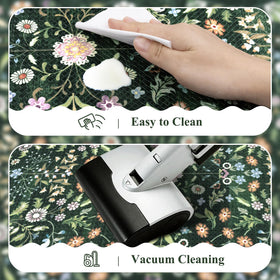 Yamaziot boho kitchen rug back view highlights stylish floral pattern.