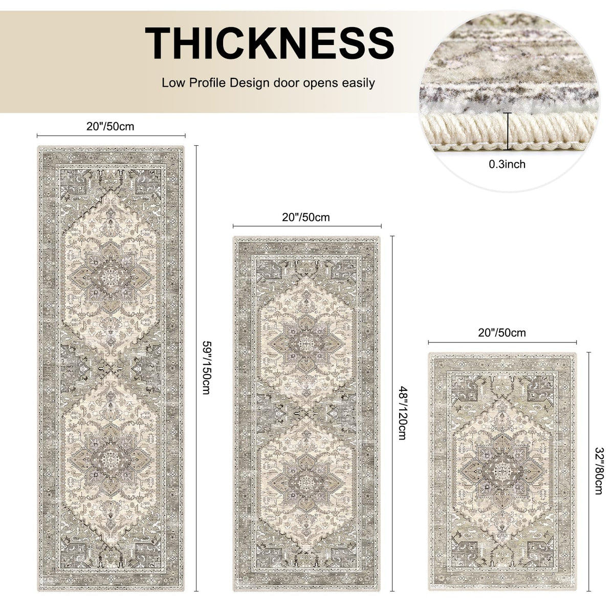 Yamaziot Boho Kitchen Rug Set 3 dining-area-usage shows versatile placement in kitchens.