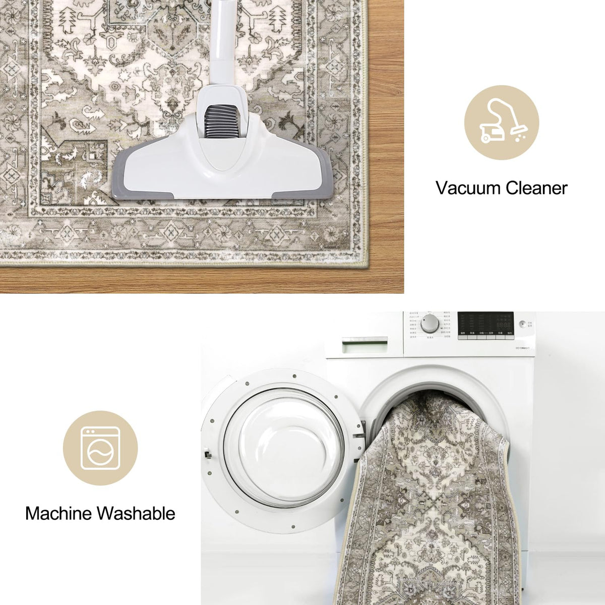 Yamaziot Boho Kitchen Rug Set 3 machine-washable for quick refreshes.