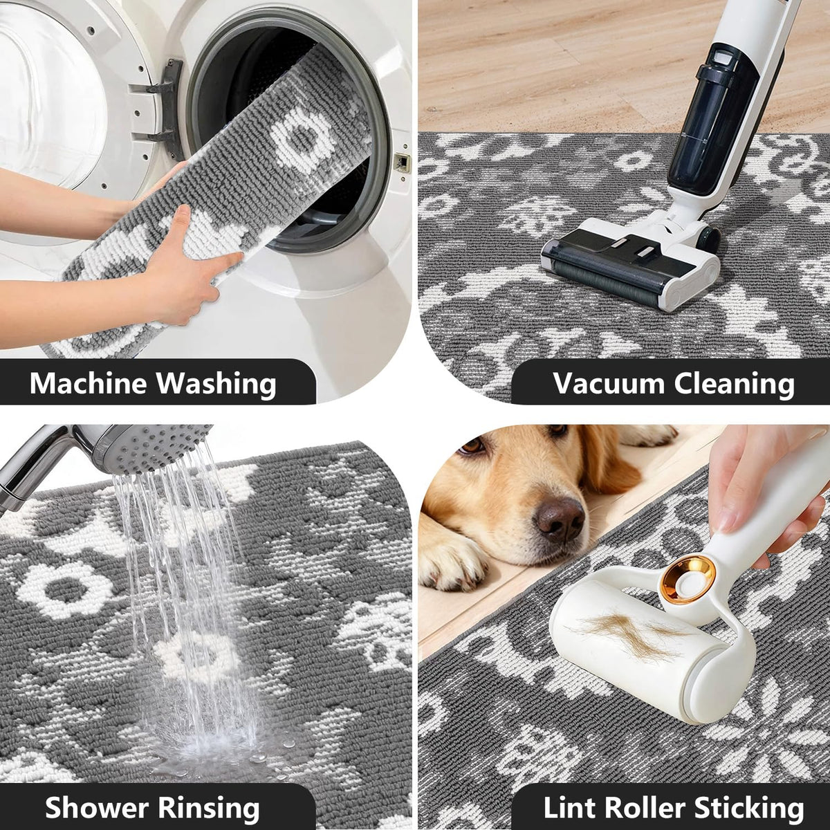 Yamaziot rug absorbs spills and resists stains for tidy floors.