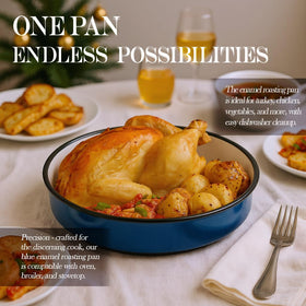 YAMMI TREE 14-inch enamel pan ready for large trays and holiday feasts with style.