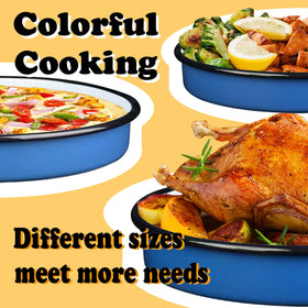 YAMMI TREE dishwasher-safe enamel pans simplify cleanup after meals.