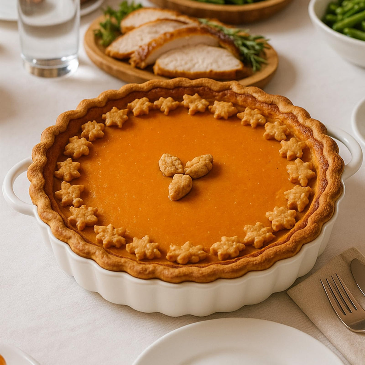 Yamteck deep ceramic pie pan with dual handles for safe, easy baking