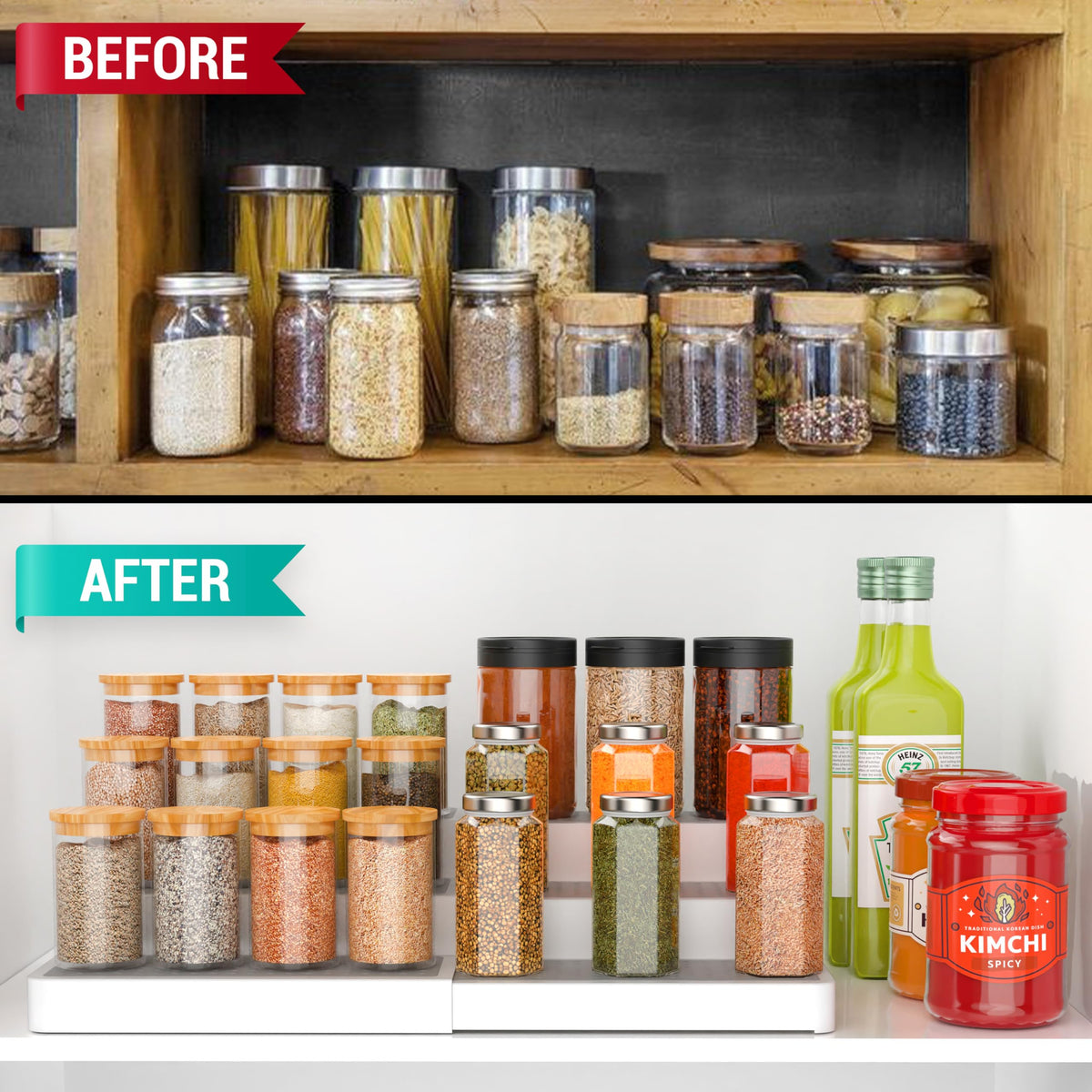 YAN HIN expandable spice rack 3-tier view enables quick access