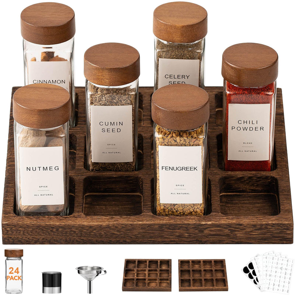 Yangbaga 4oz glass spice jars with lids for easy pantry organization