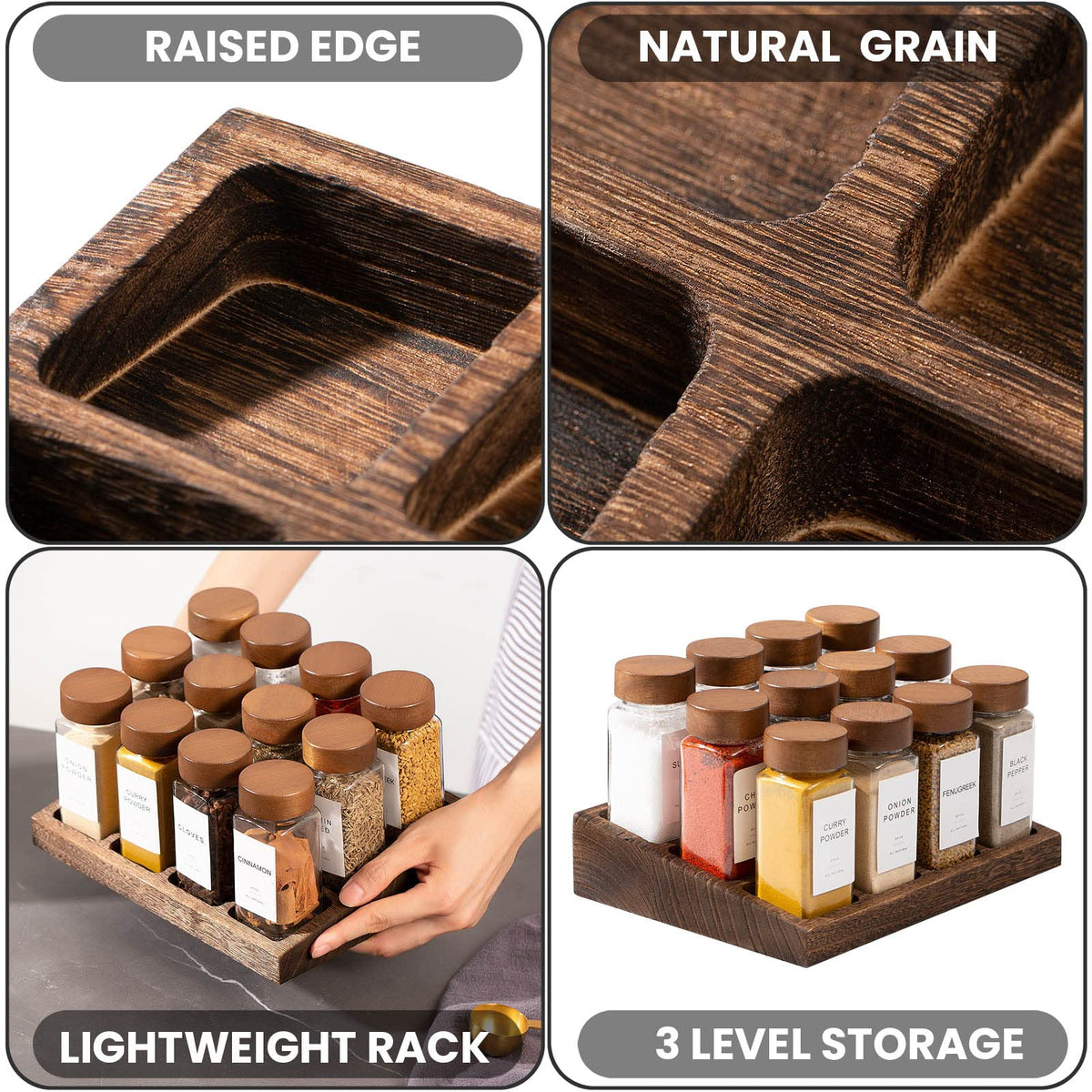 Yangbaga acacia wood lids highlighting natural texture and freshness