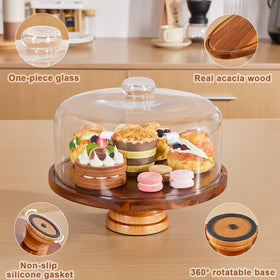 Yangbaga clear glass dome lid on cake stand preserves freshness and display.
