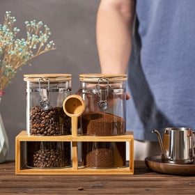Yangbaga coffee bar organizer with matching lid spoon and stand adds decor