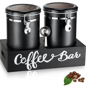 Yangbaga two-piece coffee canisters with shelf demonstrate airtight storage for fresh beans.