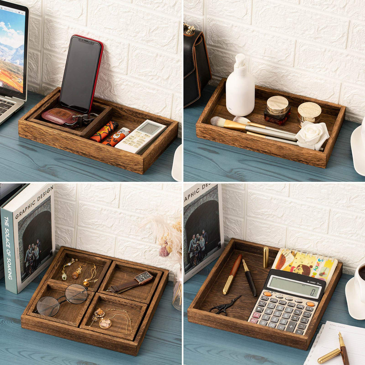 Yangbaga nesting trays keep counters organized with natural tones