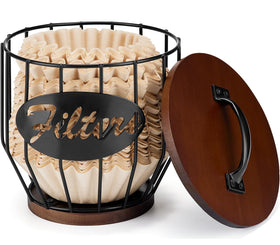 Yangbaga filter holder with wood lid offers easy access for frequent refills.