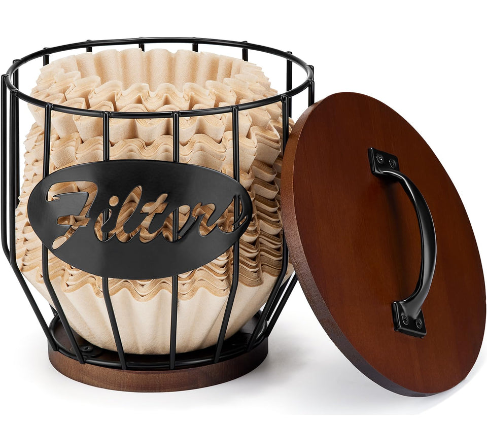 Yangbaga filter holder with wood lid offers easy access for frequent refills.