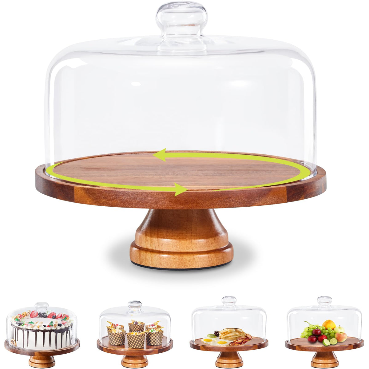 Yangbaga glass cake stand with lid for elegant dessert presentation.