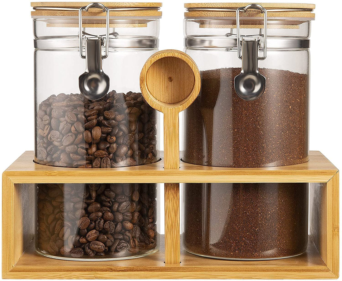 Yangbaga ground coffee storage canister leakproof lid closeup showing airtight seal