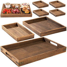 Yangbaga rustic wooden serving trays with handles for stylish entertaining and everyday serving