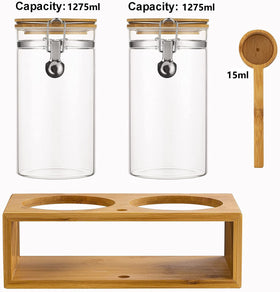 Yangbaga two glass coffee canisters on shelf with clear visibility for contents